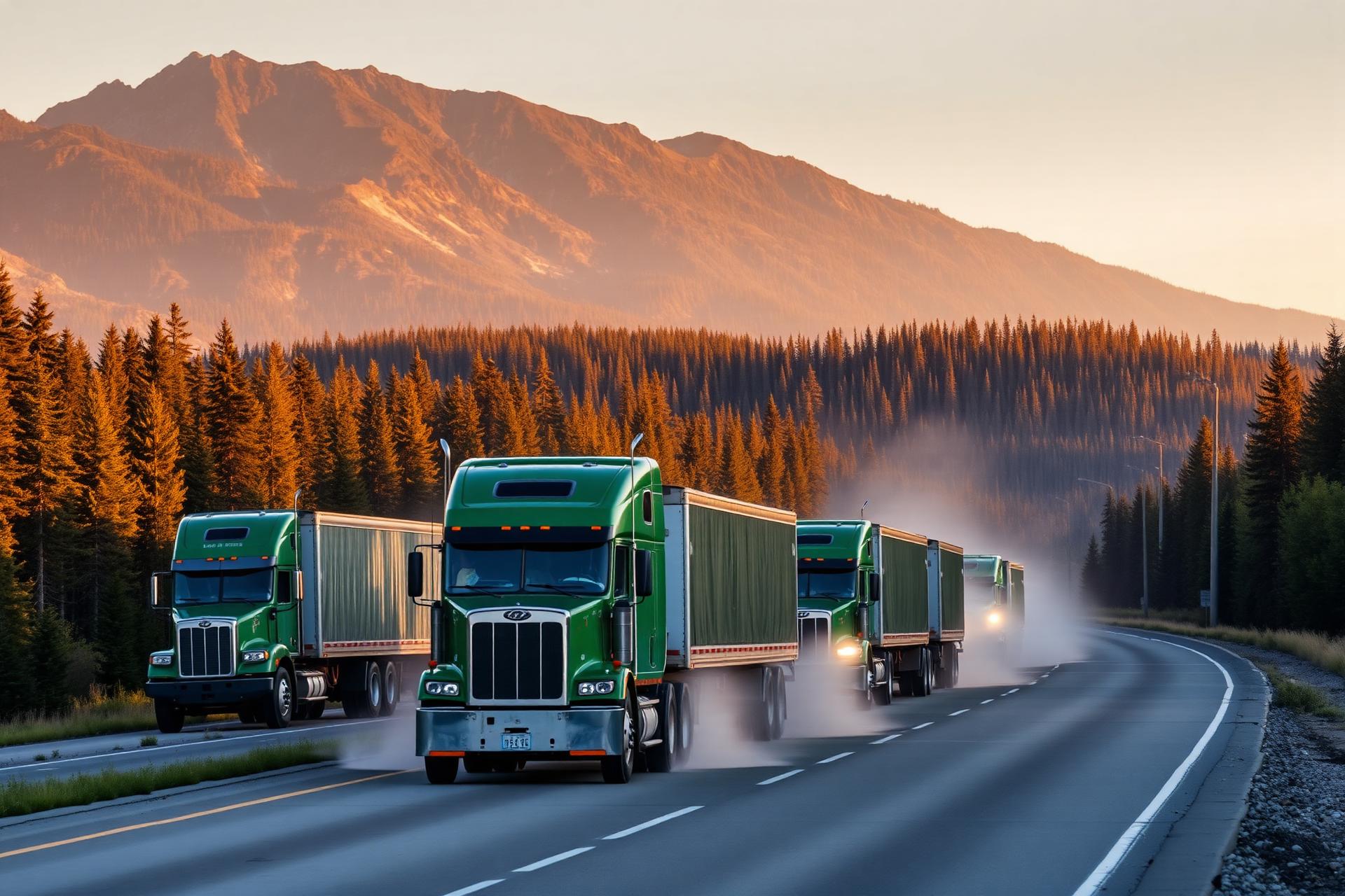 Transport Desjardins fleet on a Canadian highway